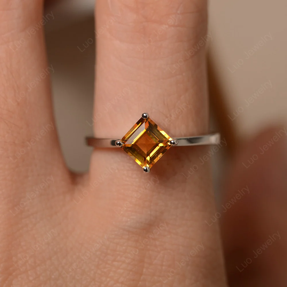 Kite Set Square Cut Citrine Ring - Image 5