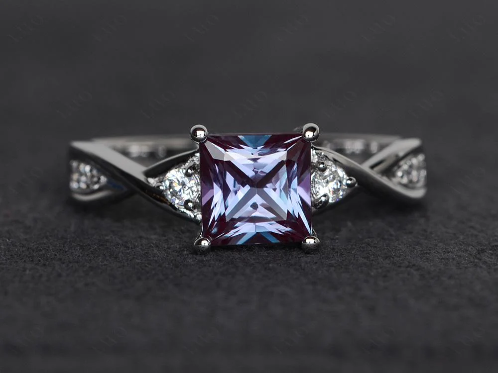 Princess Cut Alexandrite Engagement Ring - Image 29