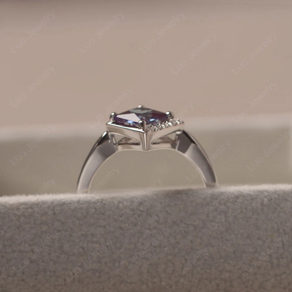 Alexandrite Kite Set Half Halo Ring - Image 4