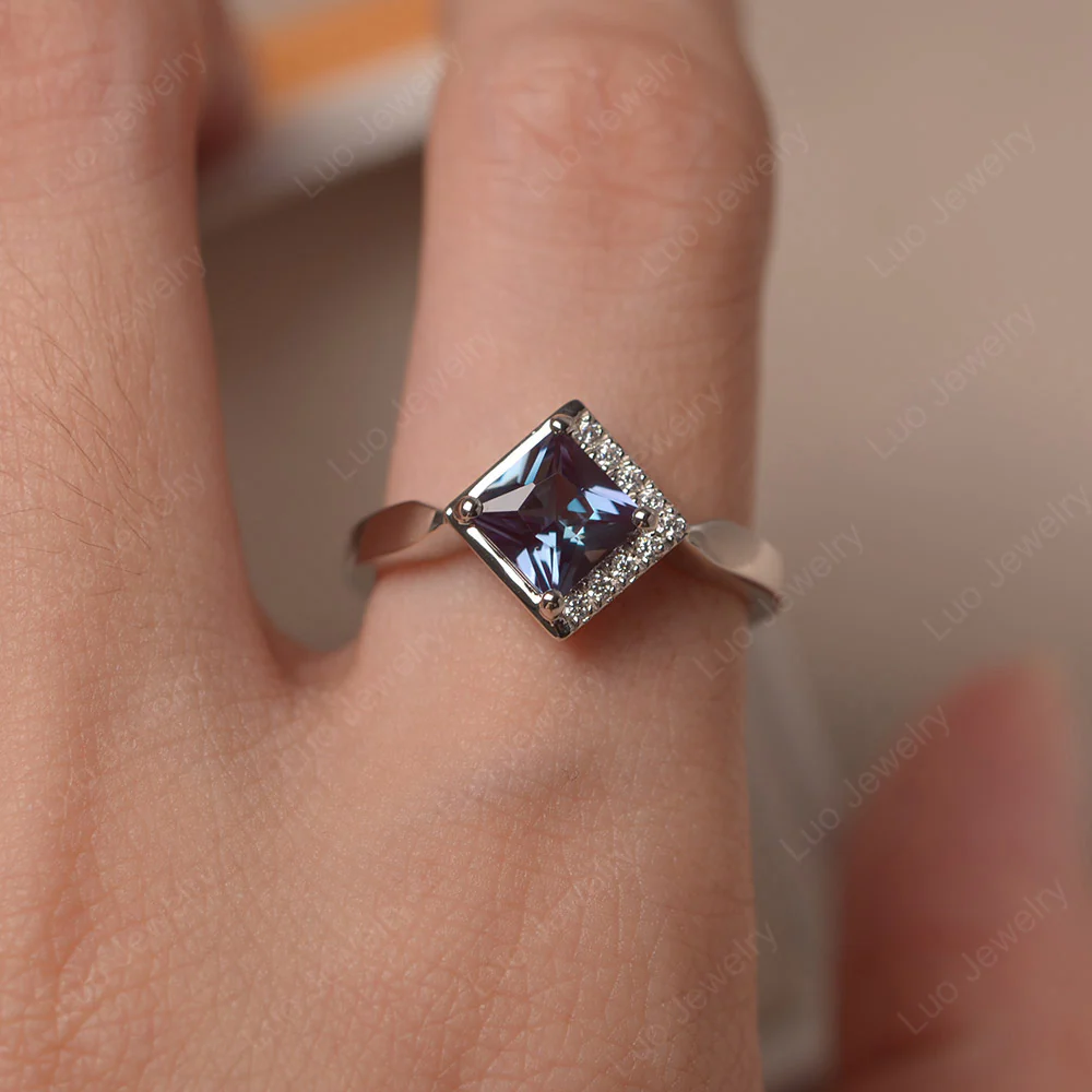 Alexandrite Kite Set Half Halo Ring - Image 5
