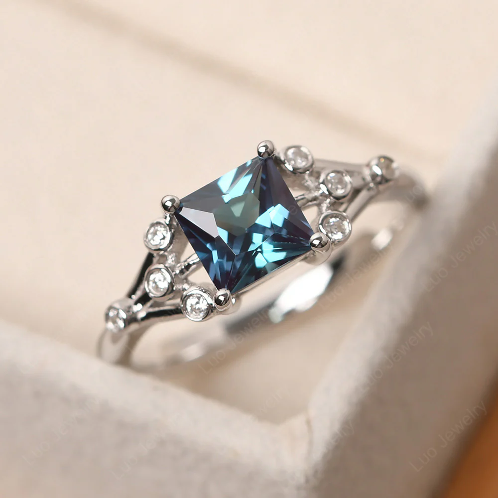 Princess Cut Alexandrite Constellation Ring