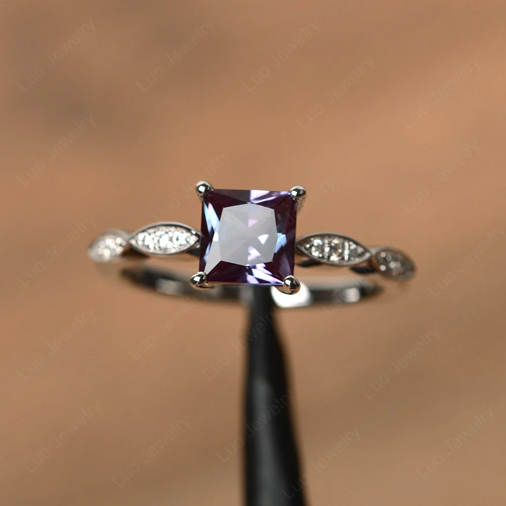 Princess Cut Alexandrite Ring