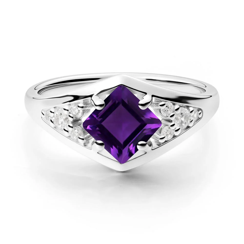 Princess Cut Amethyst Cluster Ring