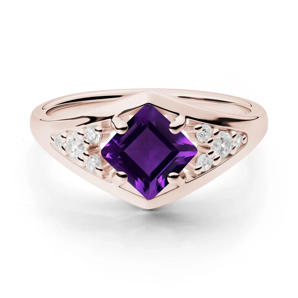 Princess Cut Amethyst Cluster Ring - Image 2