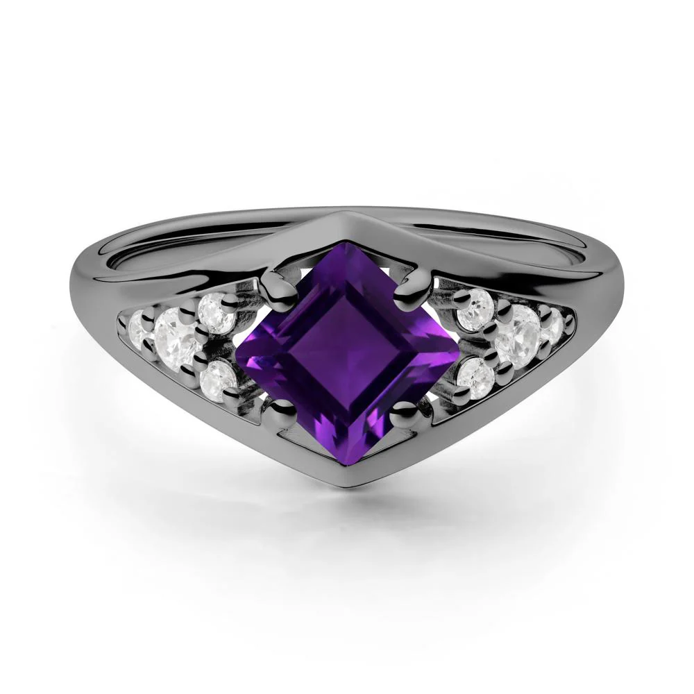 Princess Cut Amethyst Cluster Ring - Image 8