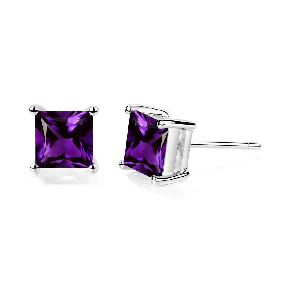 Princess Cut Amethyst Earrings - Image 6