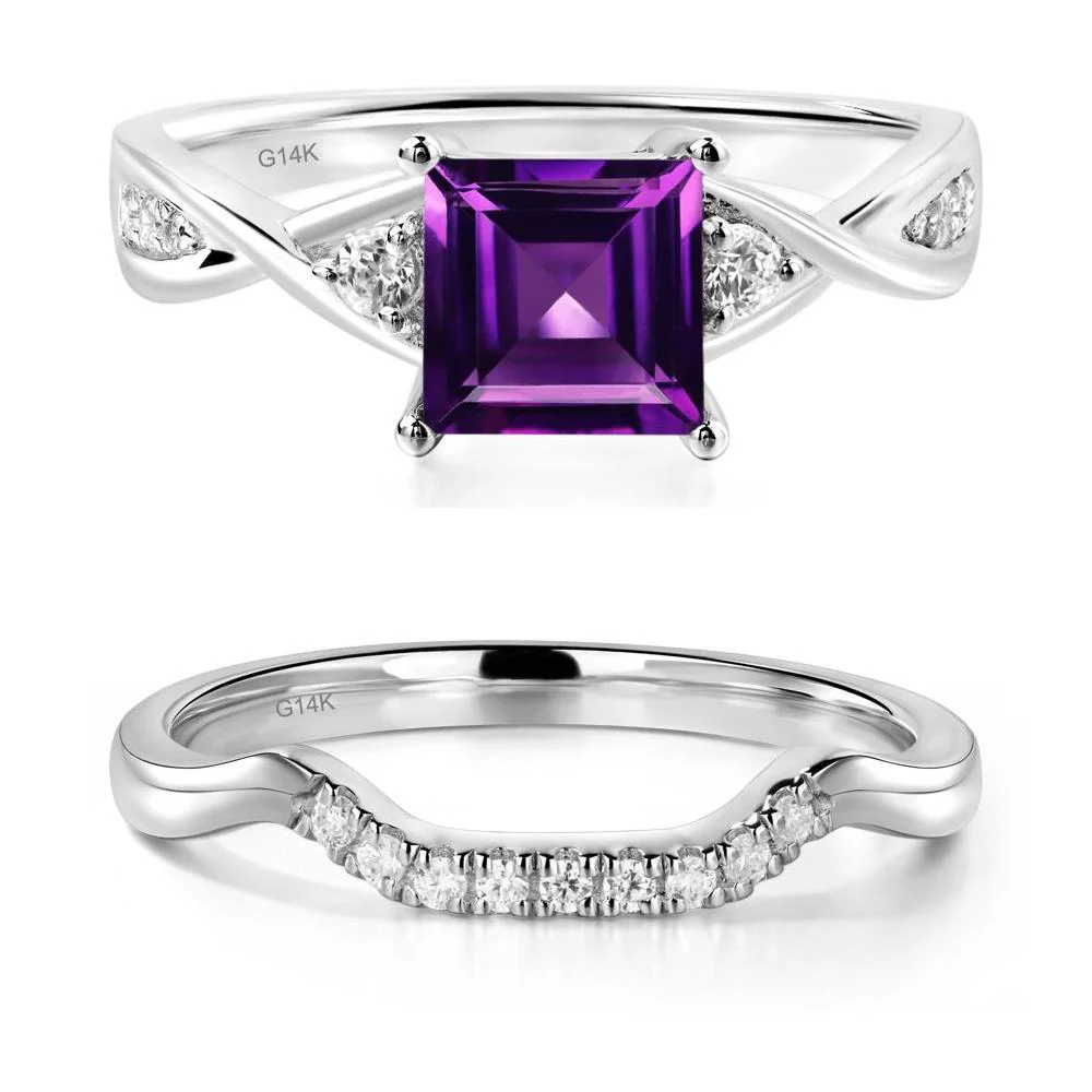 Amethyst Square Cut Twist Engagement Ring - Image 13