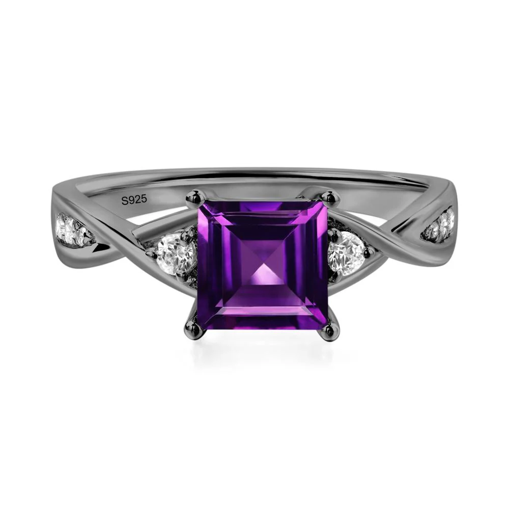 Amethyst Square Cut Twist Engagement Ring - Image 2