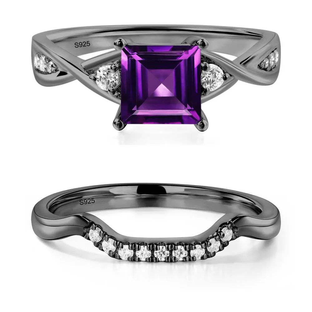 Amethyst Square Cut Twist Engagement Ring - Image 23