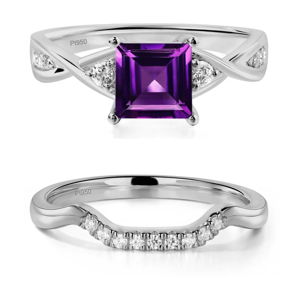 Amethyst Square Cut Twist Engagement Ring - Image 25