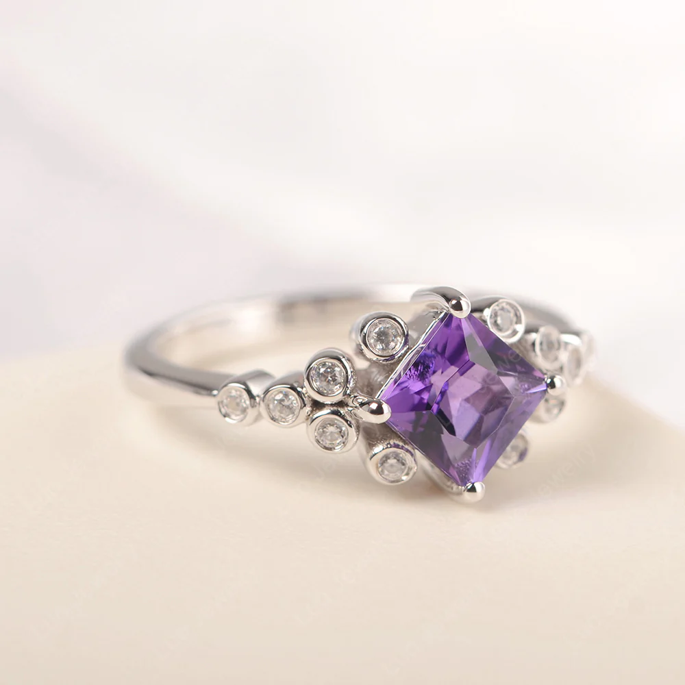 Princess Amethyst Cluster Engagement Ring - Image 2