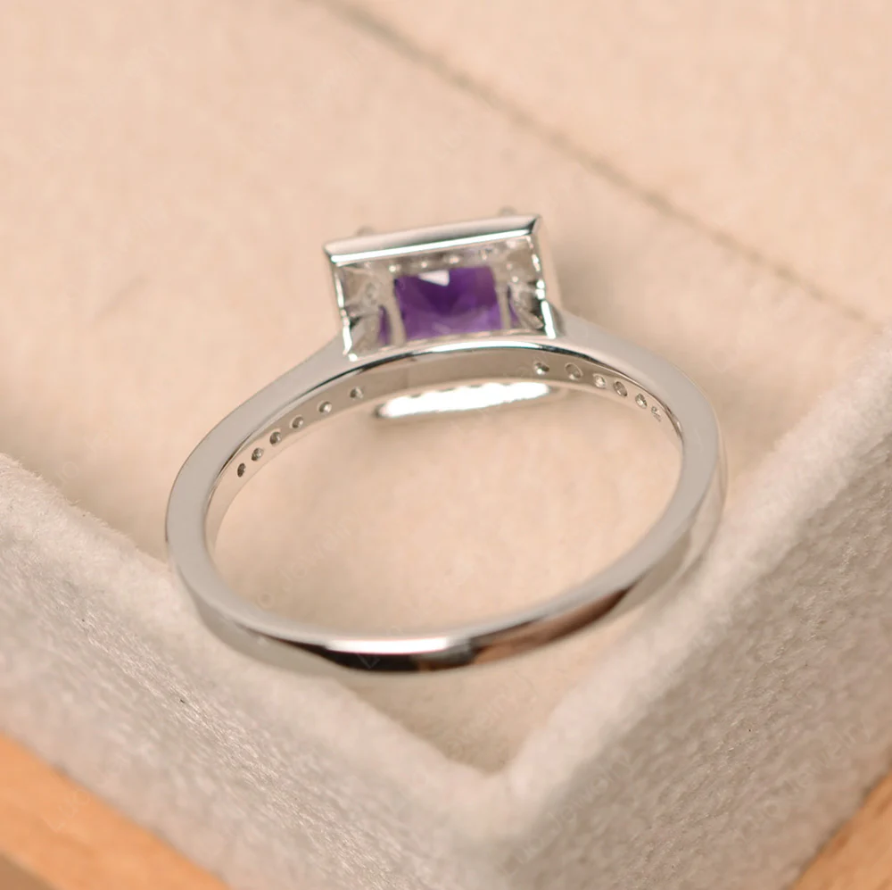 Princess Cut Amethyst Halo Ring - Image 3