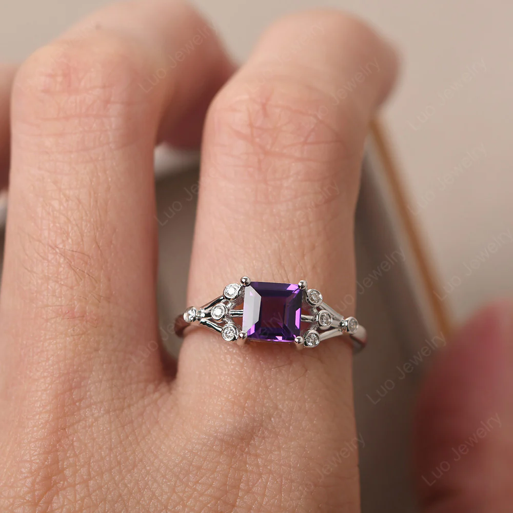 Square Cut Amethyst Constellation Ring - Image 5