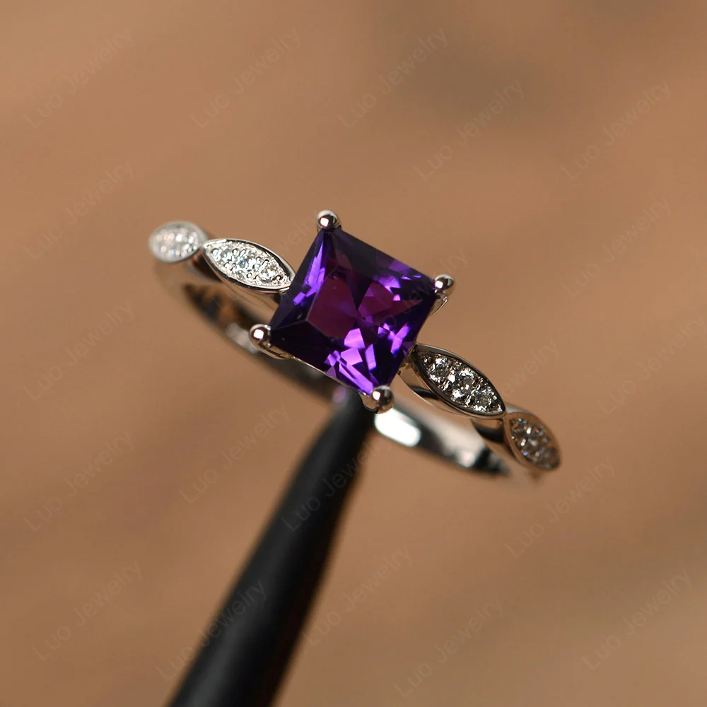 Princess Cut Amethyst Ring