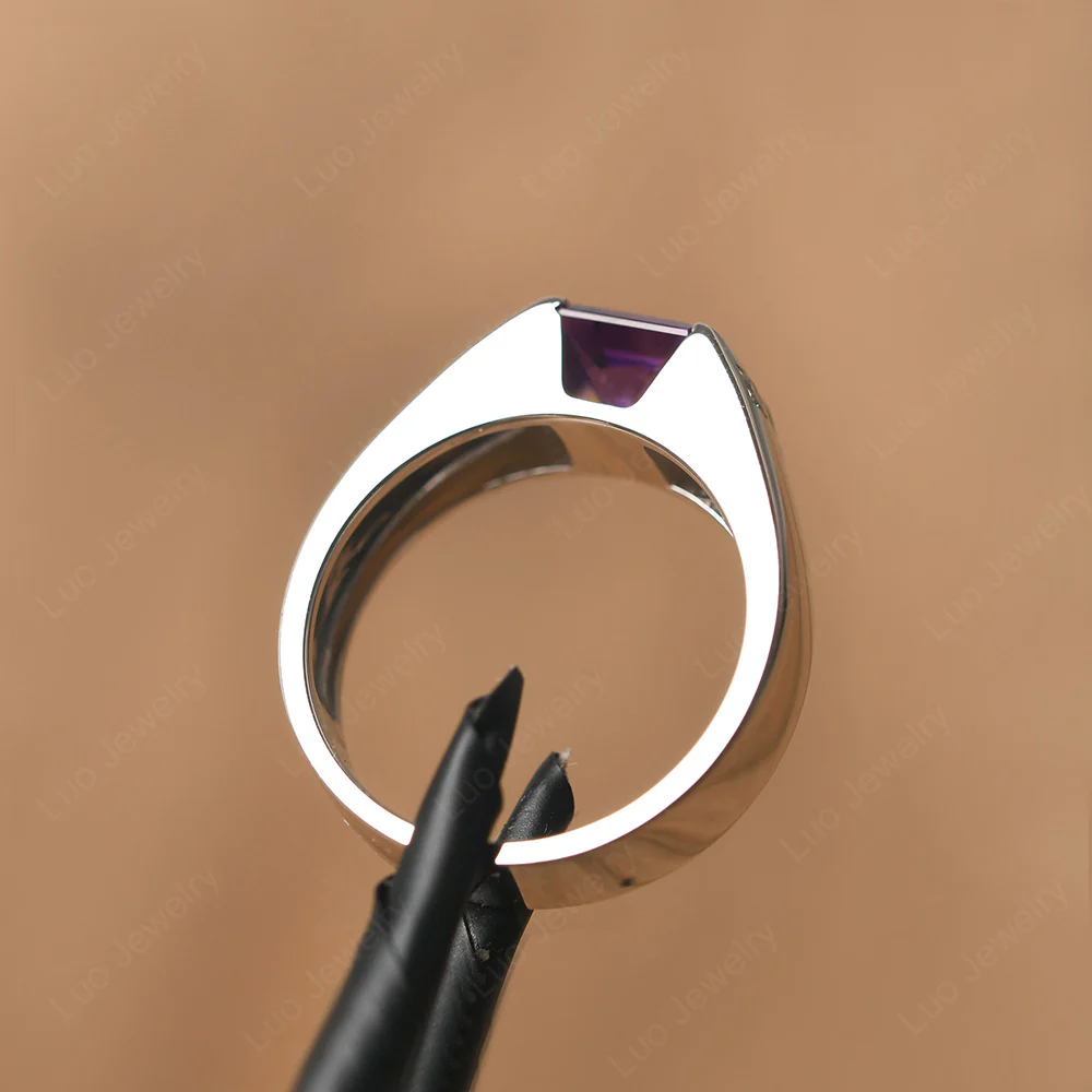 Princess Cut Amethyst Ring for Men - Image 12