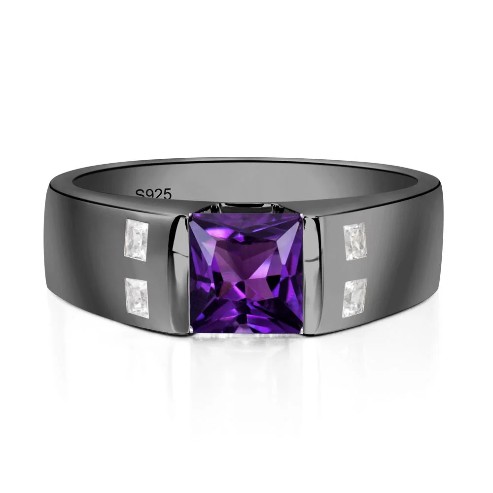 Princess Cut Amethyst Ring for Men - Image 3