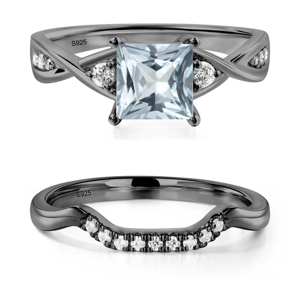 Princess Cut Aquamarine Twist Ring - Image 23