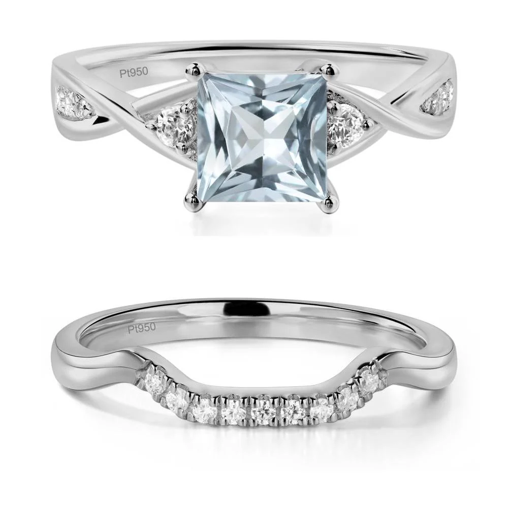 Princess Cut Aquamarine Twist Ring - Image 25