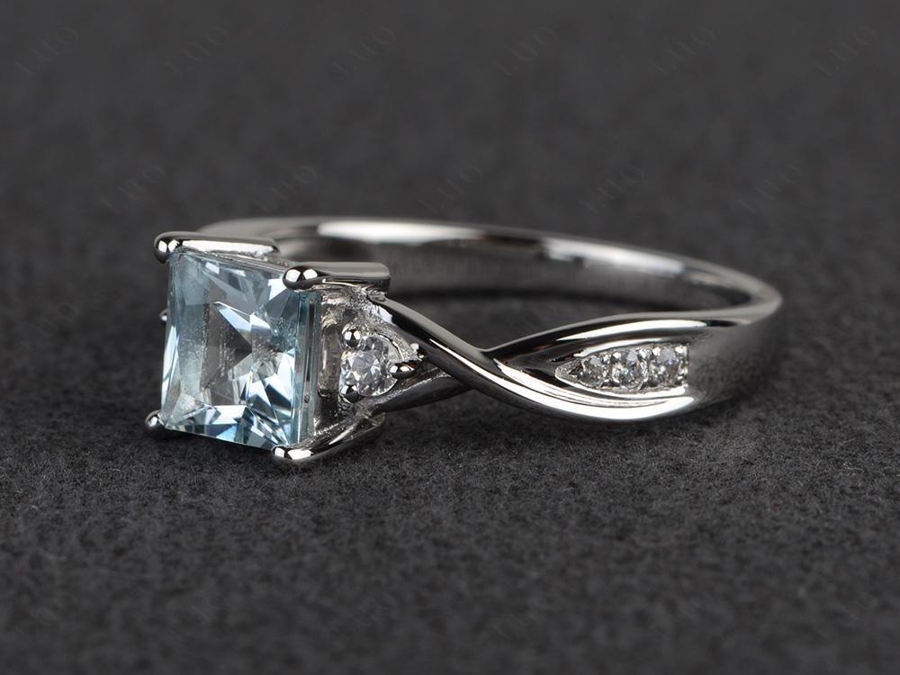 Princess Cut Aquamarine Twist Ring - Image 30