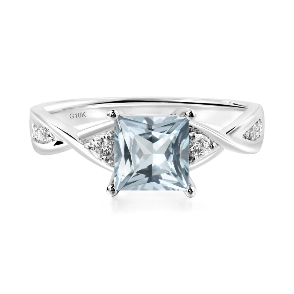 Princess Cut Aquamarine Twist Ring - Image 6