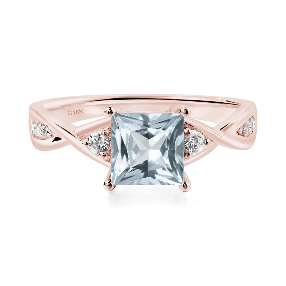 Princess Cut Aquamarine Twist Ring - Image 8