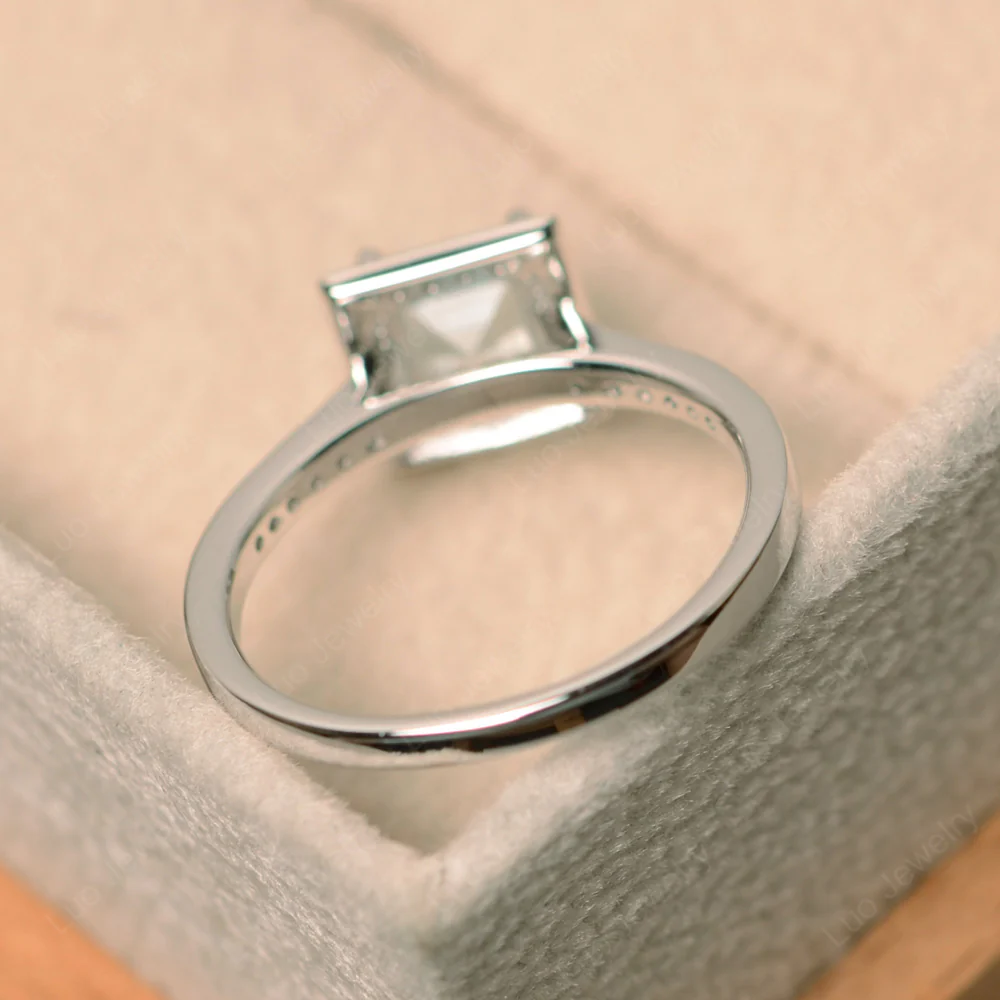 Square Cut Aquamarine Halo Ring - Image 3