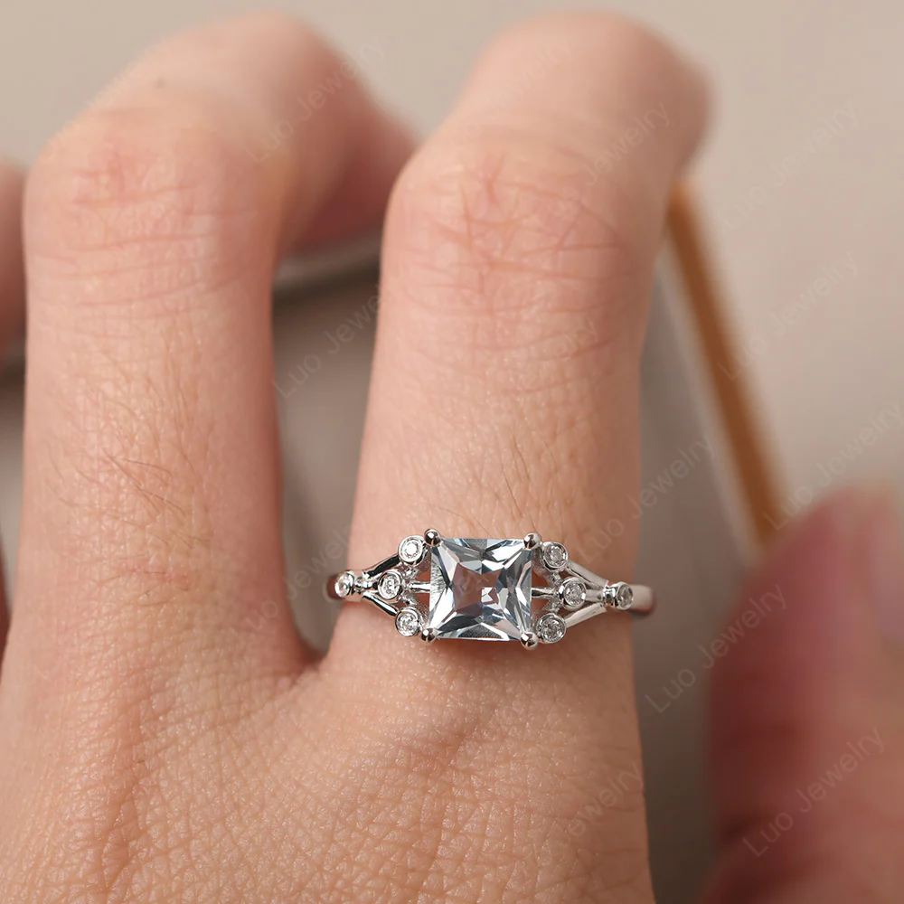 Princess Cut Aquamarine Constellation Ring - Image 5