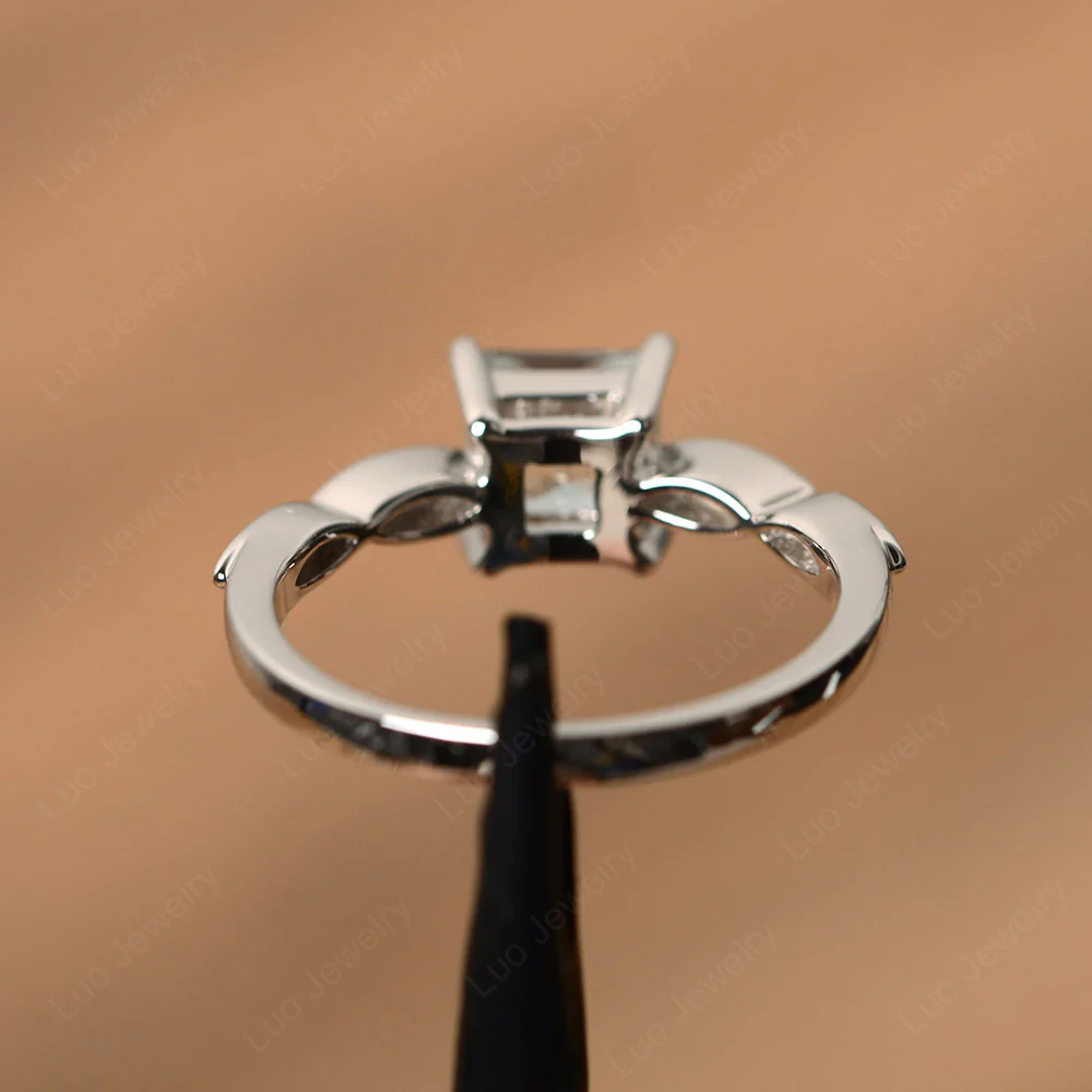 Princess Cut Aquamarine Ring - Image 3