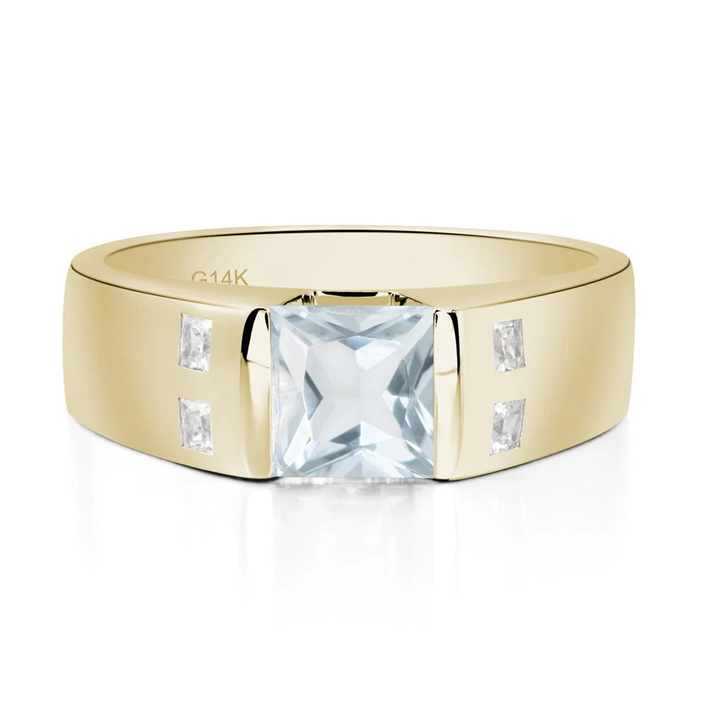 Men's Princess Cut Aquamarine Ring - Image 4