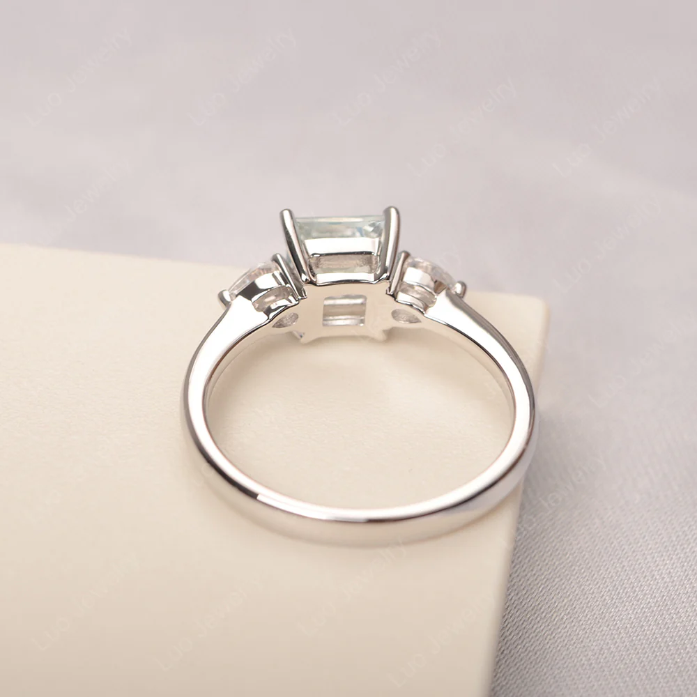 Princess Cut Aquamarine Ring with Pear Side Stone - Image 3