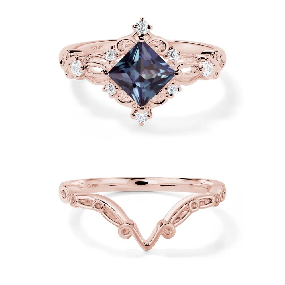 Princess Cut Alexandrite Art Deco Ring - Image 15