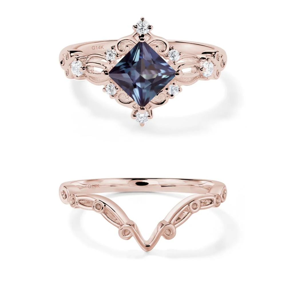 Princess Cut Alexandrite Art Deco Ring - Image 19
