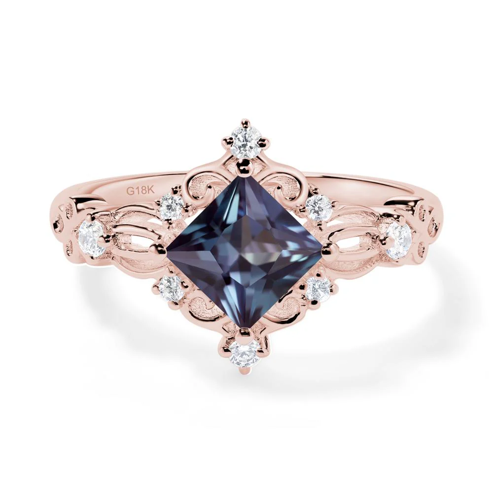 Princess Cut Alexandrite Art Deco Ring - Image 3