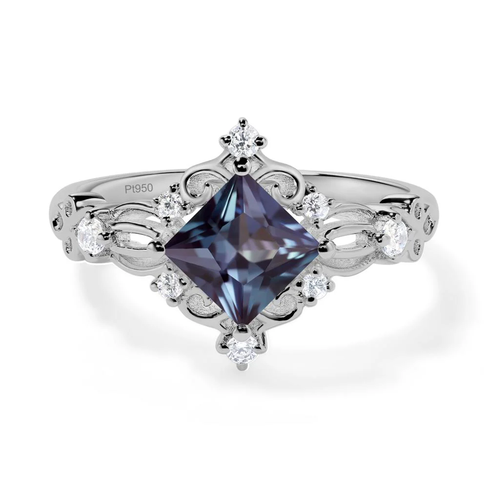 Princess Cut Alexandrite Art Deco Ring - Image 4
