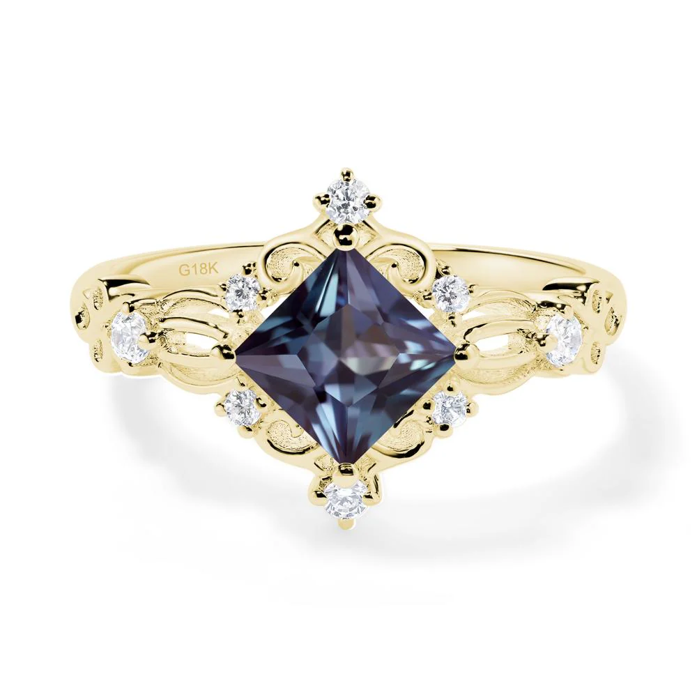 Princess Cut Alexandrite Art Deco Ring - Image 6