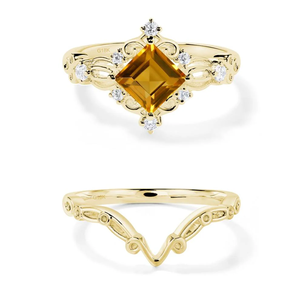 Square Cut Citrine Art Deco Ring - Image 15