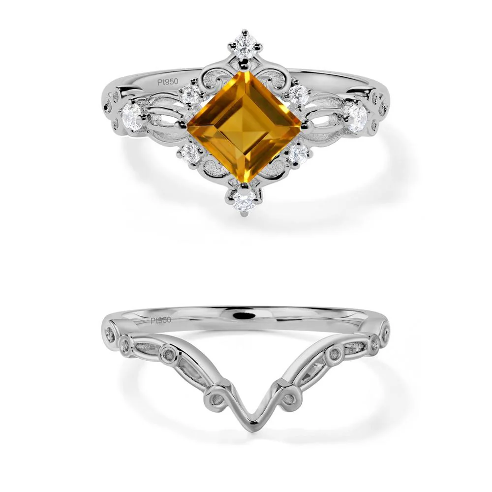 Square Cut Citrine Art Deco Ring - Image 21