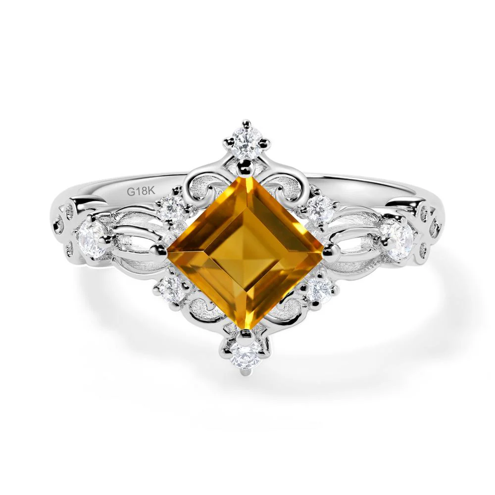 Square Cut Citrine Art Deco Ring - Image 4