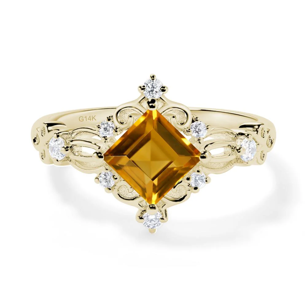 Square Cut Citrine Art Deco Ring - Image 5