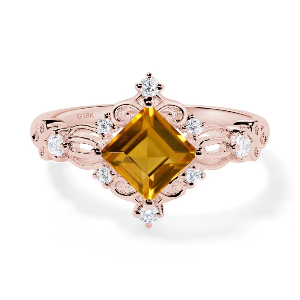 Square Cut Citrine Art Deco Ring - Image 7