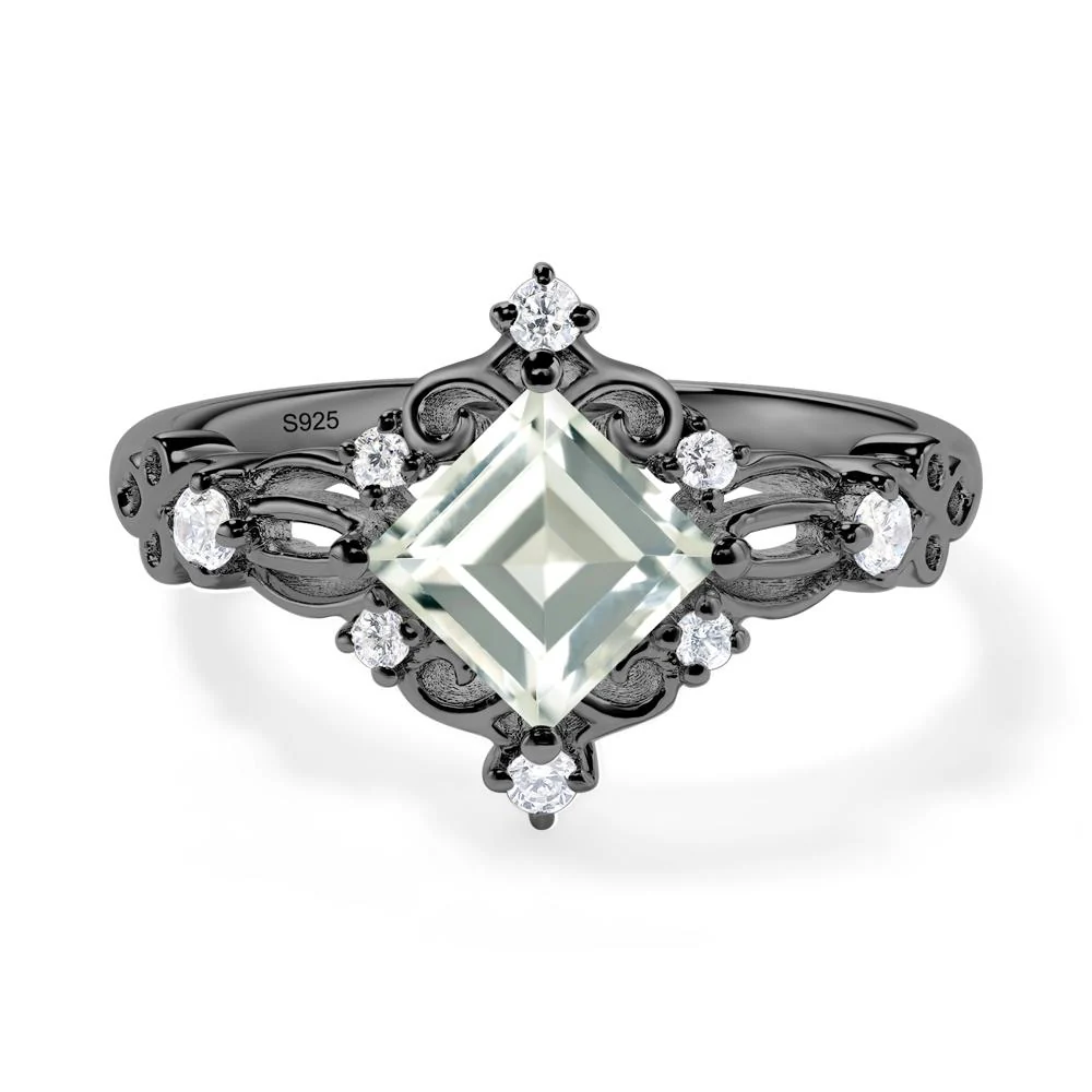 Square Cut Green Amethyst Art Deco Ring