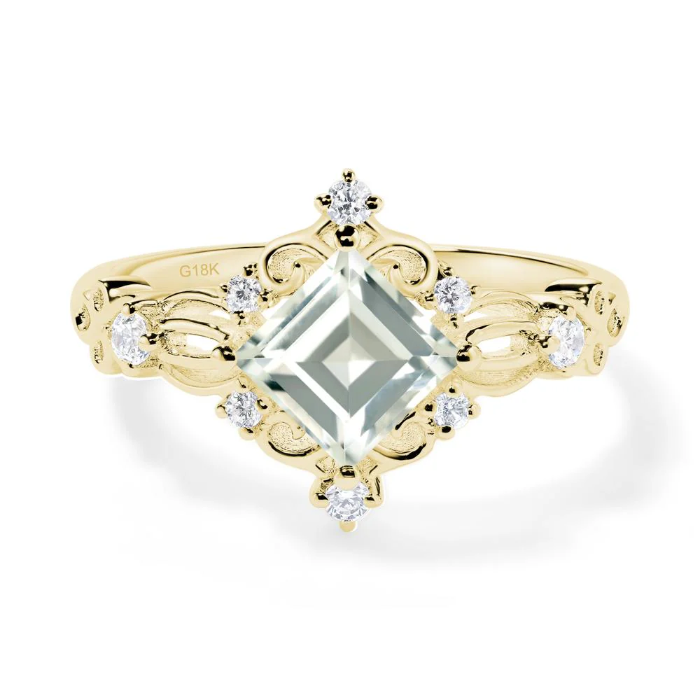 Square Cut Green Amethyst Art Deco Ring - Image 2