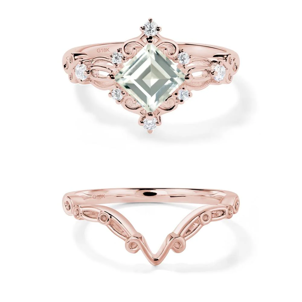 Square Cut Green Amethyst Art Deco Ring - Image 21
