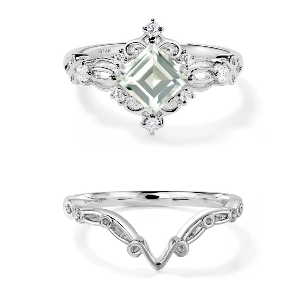 Square Cut Green Amethyst Art Deco Ring - Image 25