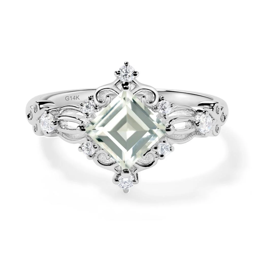 Square Cut Green Amethyst Art Deco Ring - Image 8