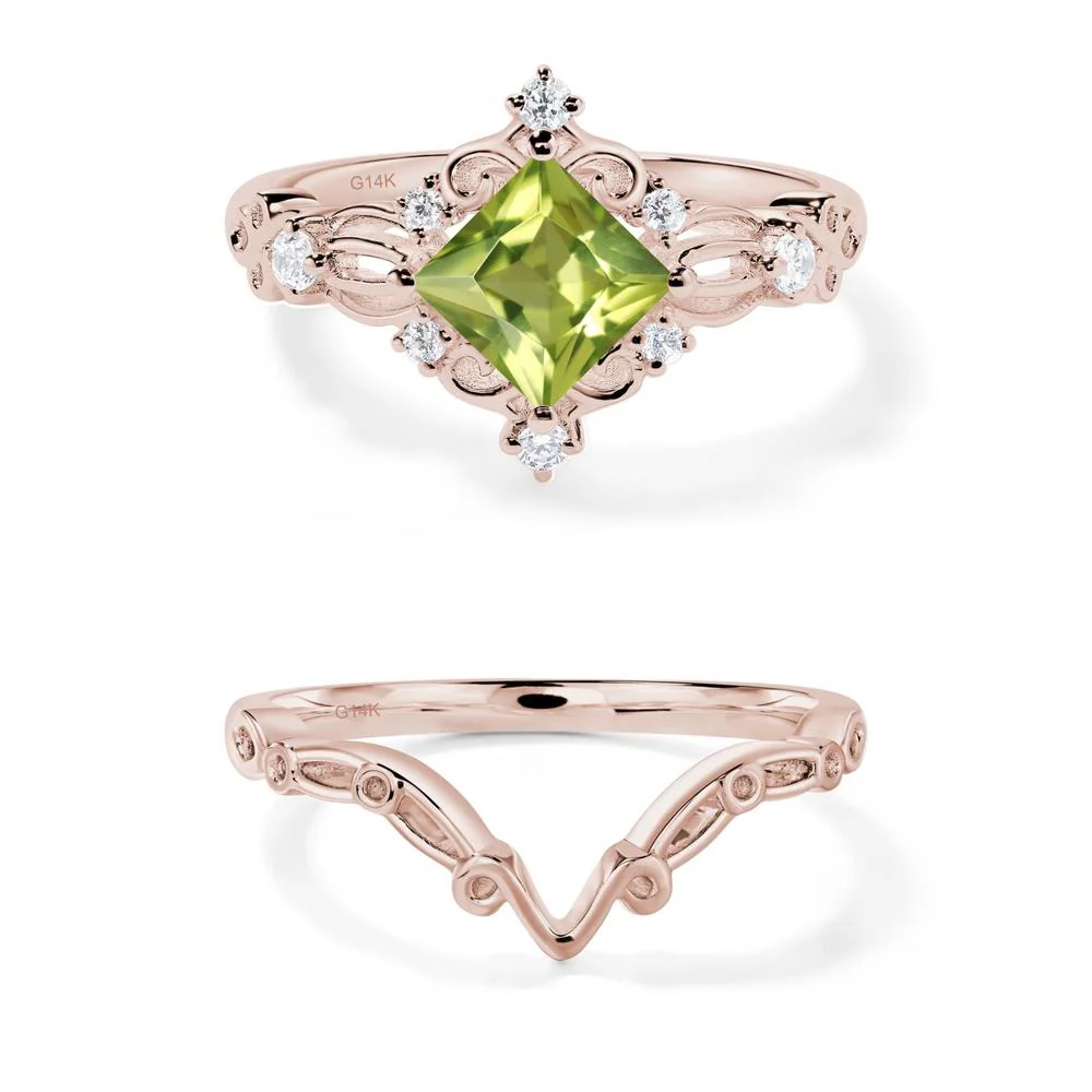 Princess Cut Peridot Art Deco Ring - Image 11