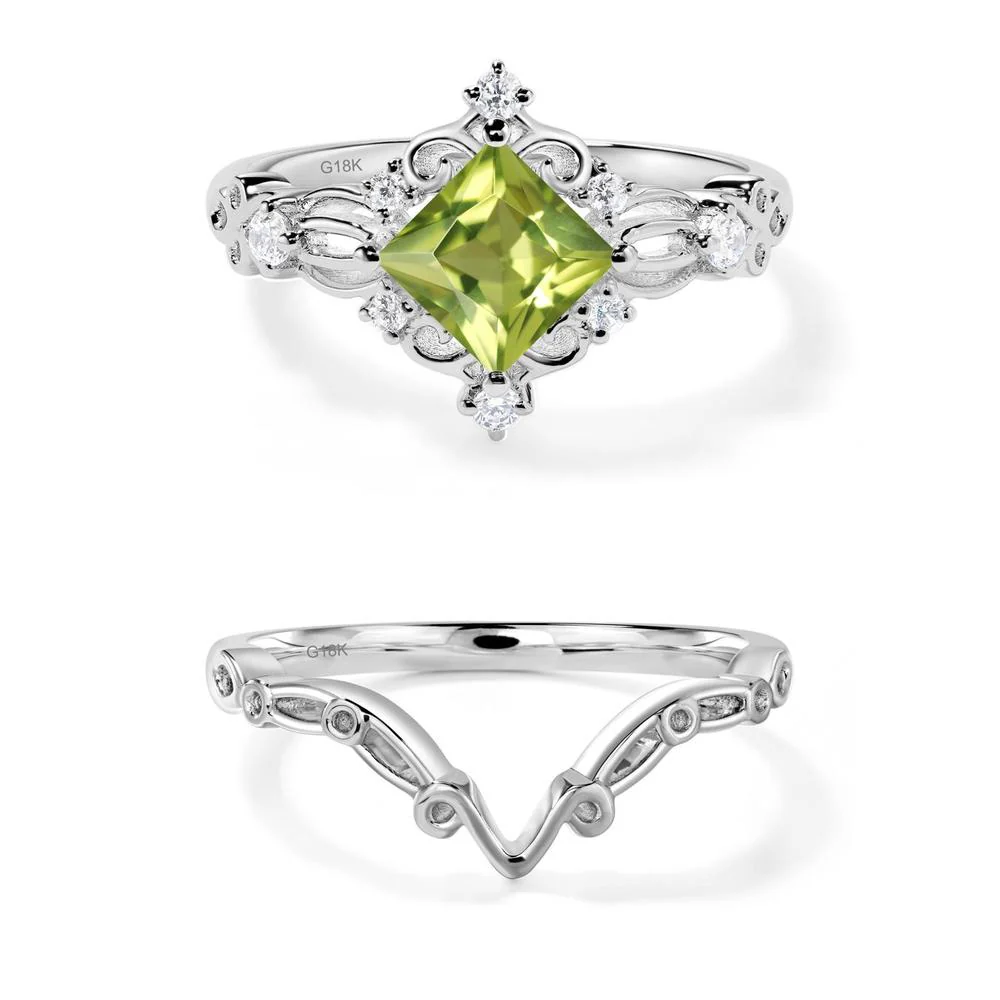 Princess Cut Peridot Art Deco Ring - Image 13
