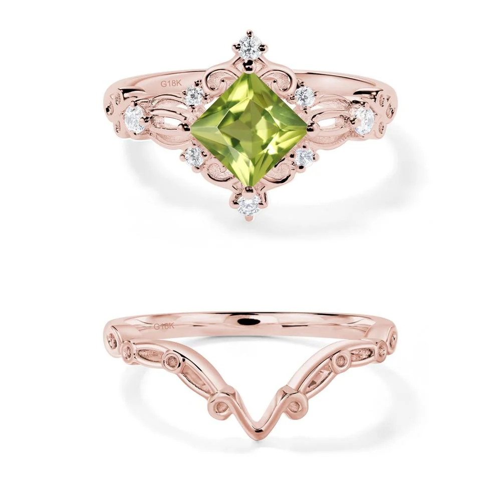 Princess Cut Peridot Art Deco Ring - Image 27