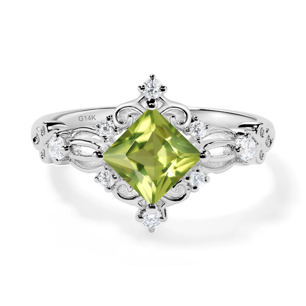 Princess Cut Peridot Art Deco Ring - Image 3