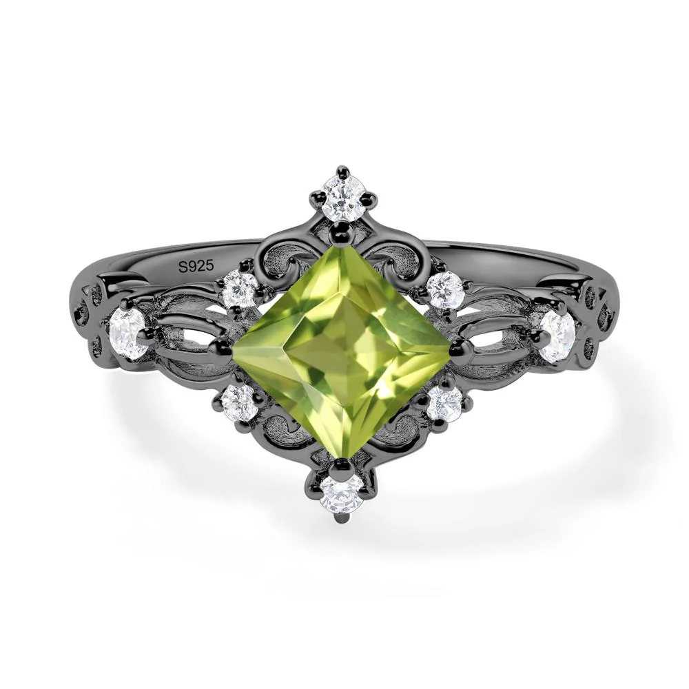Princess Cut Peridot Art Deco Ring - Image 4